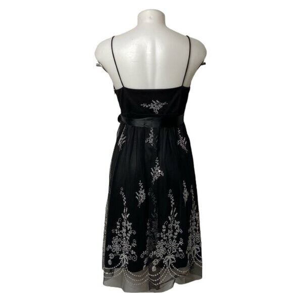 Onyx Sparkle Beaded Floral Little Black Party Dress Size 10 - Picture 6 of 14